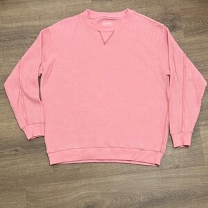 Aerie Light Pink Waffle Oversized Sweater Crewneck Sweatshirt Size Small